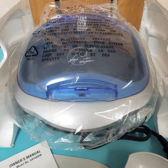 VTG NIB Retro George Foreman Grill NEW Grilling Colors Blue With Warmer - Picture 3 of 8